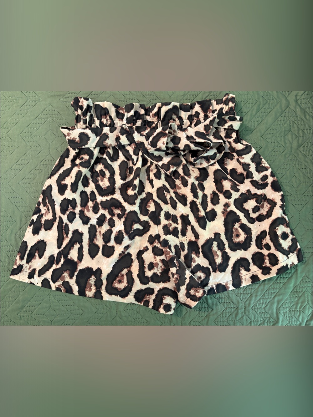 SHEIN Leopard Print Ruffle Waist Mini Skirt - Black, Tan